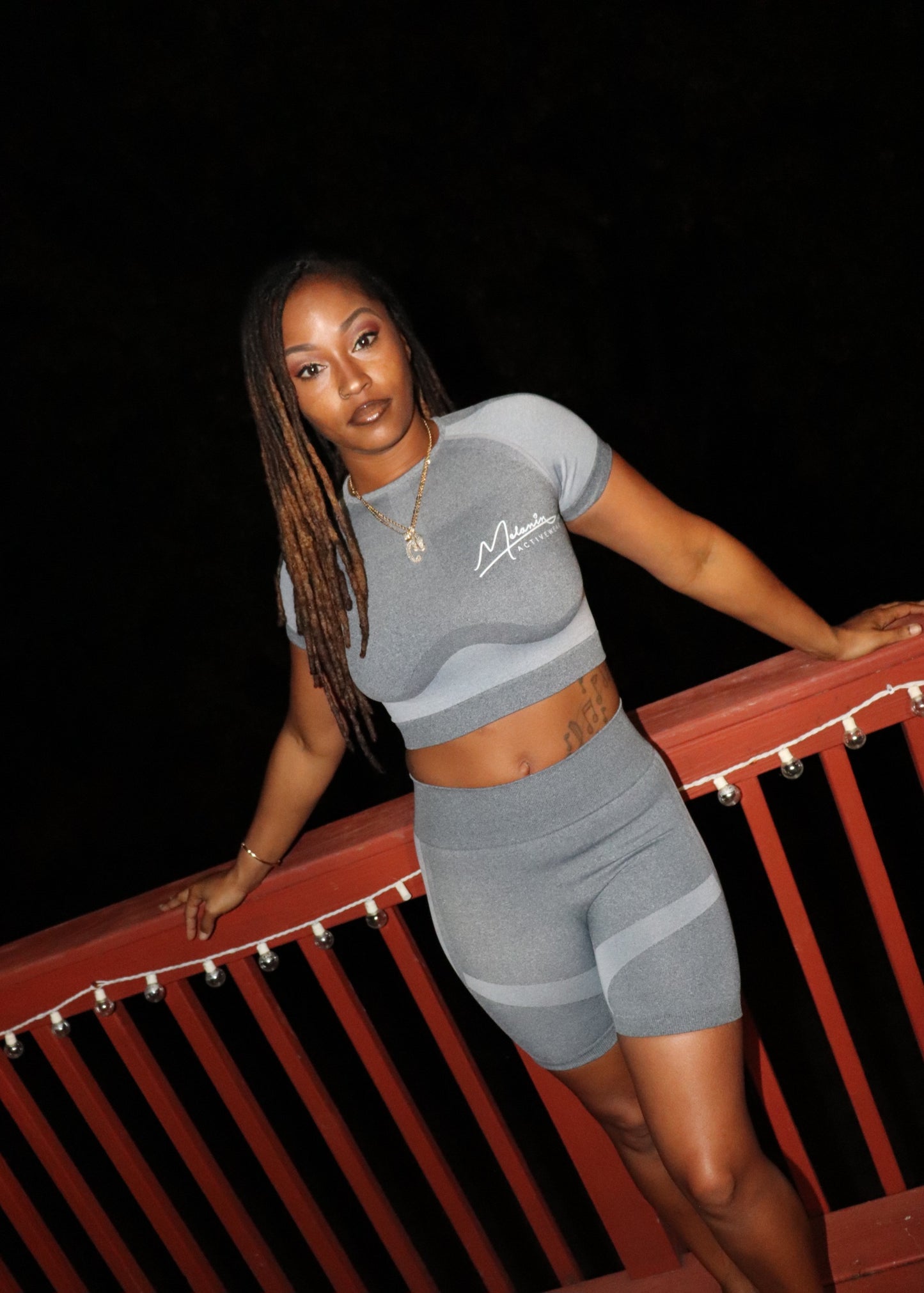 2 Piece Seamless Petite Crop Top and Short Combo