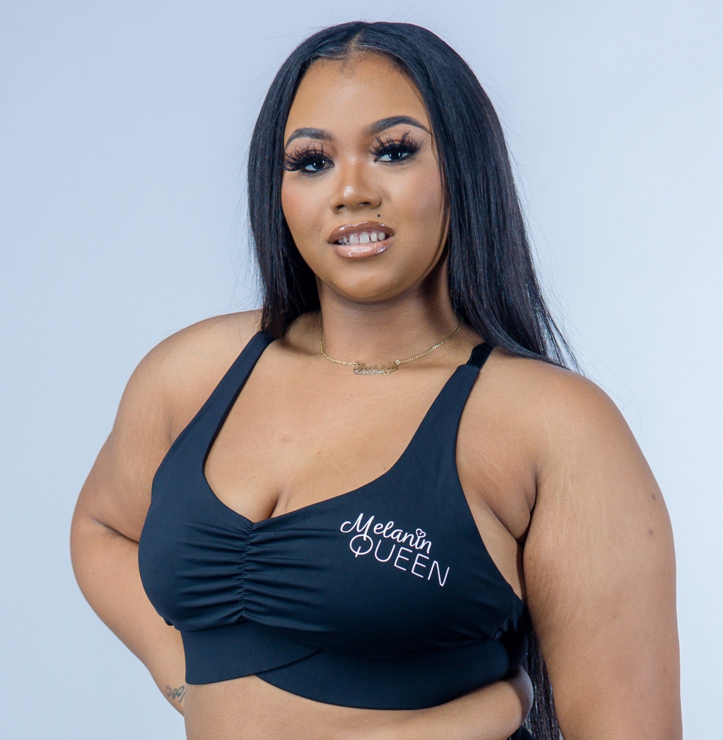 V-Front Strappy Criss-Cross Back Sports Bra